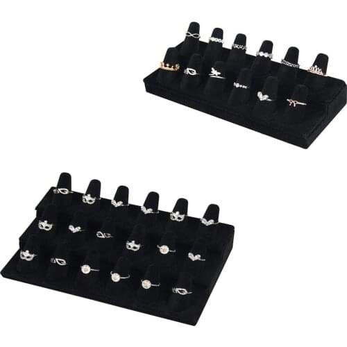 SZanbana Hanging Jewelry Tower Black Velvet 12 Finger 18 Finger Ring Display Showcase Organizer Holder Jewelry Storage Counter