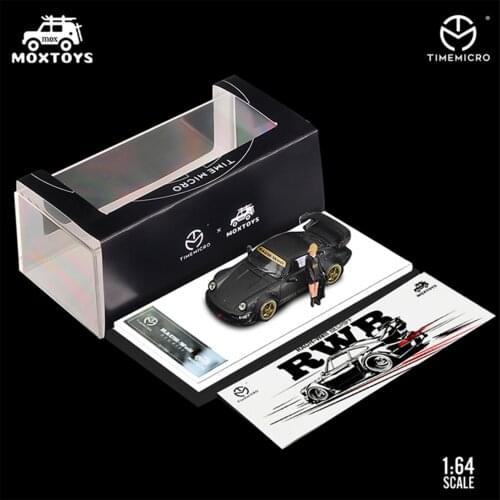 Time Micro 1:64 Die Casting Diorama RWB 911 964 Black Warrior Knight Car Model Miniature Carros Brasileiros Toys Free Shipping