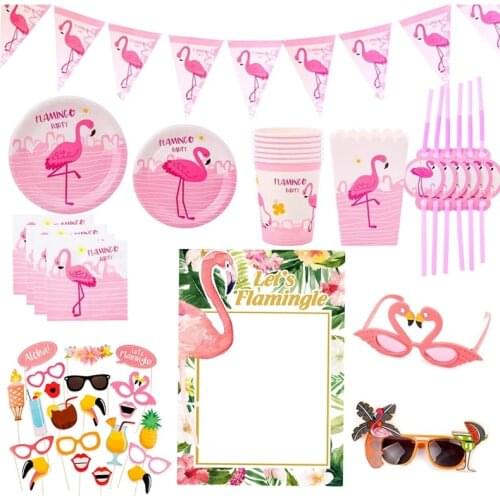 Pink Flamingo Party Decoration Hawaiian Party Decorations Flamingo Birthday Party Decorations Kids Paper Cups Plates Supplies