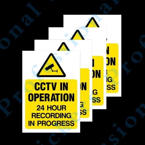 4x CCTV in Operation Signs (MISC15) Waterproof Vinyl stickers for car Motos