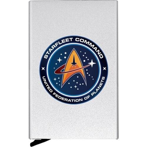 High Quality Metal Men Women Credit Card Holder Cool Starfleet Command Printing Travel ID Cardholder Case Rfid Pocket Wallet