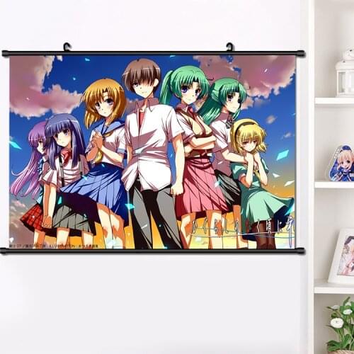 Japan Anime Higurashi no Naku Koro ni Maebara Keiichi Ryuuguu Rena Sonozaki Mion Wall Scroll Poster HD Print Home Decor 40x60cm