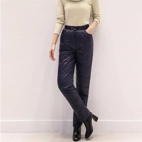Woman Plus Size Thick 100% White Duck Down Pants Female Oversized Warm Duck Down Trousers Lady Pantalones Abajo Pantalon Bas