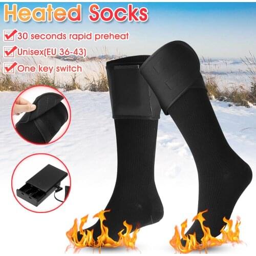 1 Pair Heated Socks Electric Rechargeable Battery Feet Warmers Leg Warmer Keep Warm Winter Socks for Men Women