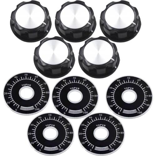 10 Sets Potentiometer Knob Kit MF-A03 Dial Knob + MF-A03 Bakelite Knob With Scale Plate Sheet Scale Digital Potentiometer Set