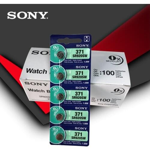 100pcs Sony 100% Original 371 SR920SW 920 1.55V Watch Battery SR920SW 371 Button Coin Cell MADE IN JAPAN