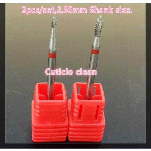 High quality 2 PCS Carbide Nail drill bit Cuticle Clean Nail tools Free Shipping