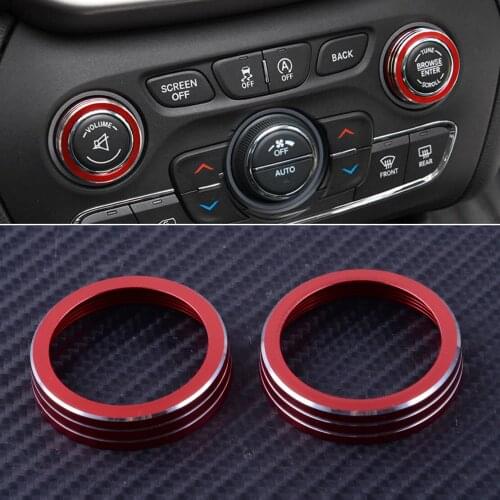 2PCS Inner Dash Console Volume CD Switch Knob Ring Cover Trim Fit for Jeep Grand Cherokee 2014 2015 2016 2017 2018 2019