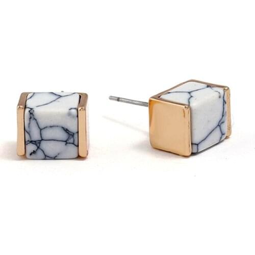 2020 Square Stone Earring Geometric Marble Round Stud Earrings For Women Girls Fashion Jewellery