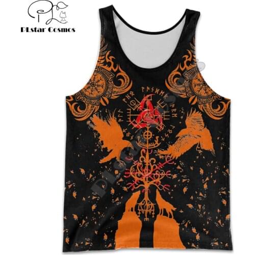 2021 Summer Men vest Beautiful Viking Tattoo Raven 3D Printed Casual Sleeveless T-shirt Unisex Tank tops Drop shipping BXD02