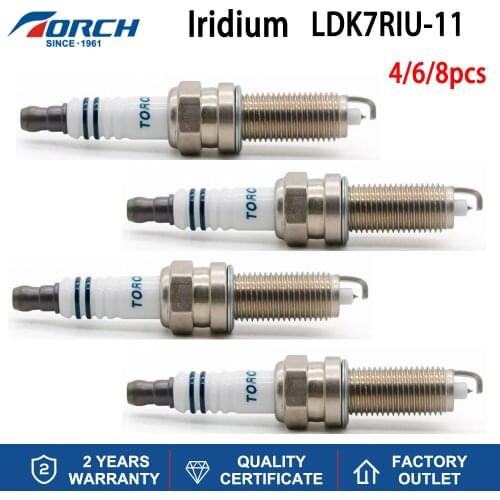 4/6/8pcs Candles Torch LDK7RIU-11 Iridium Spark Plug for LDK7RTII-11 LDK7RTC-11 LDK7RTI-11 LDK7RTIP-11 Replacement Auto Parts