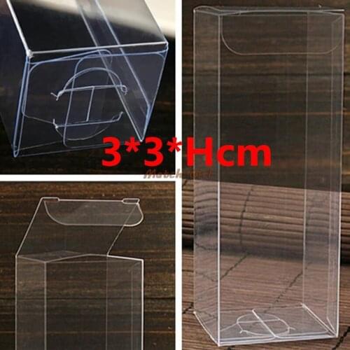 50pcs/lot-3*3*Hcm Transparent Clear PVC Gift Packaging boxes small plastic box storage for food/jewelry/Candy/Gift/cosmetics