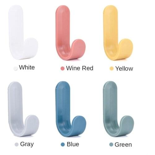 6Pcs Free punch Plastic Hooks Towel Door Hangers Self Adhesive Wall Racks Hat Key Organizer kitchen Non-mark sticky Home Decor