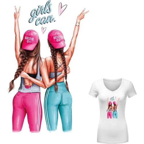 Good Friendship Girls Appliques Fashion Iron On Stickers Diy Accessory Clothes Heat Transfer Thermal Patch