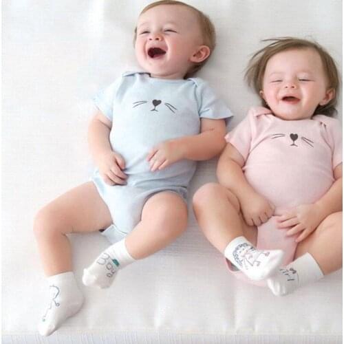 Brand 100% cotton baby bodysuits super soft cartoon cat face baby boys girls clothing , twins infant Body Infantil Menino