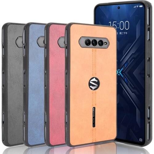 For Black Shark 4 Pro Case Luxury Calfskin PU Leather lines Back Cover Shockproof Case For Xiaomi Blackshark 4 Phone Case