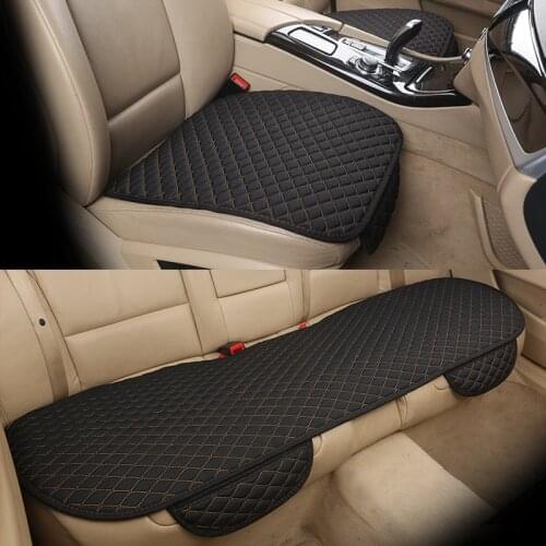 New Flax Car Seat Cover Cushion Universal Front/Rear Back Seat Cover Car Chair Breathable Line Protector Mat Pad With Pocket