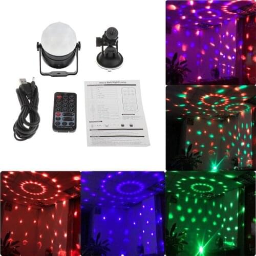 Colorful Sound Activated Disco Ball LED Stage Lights RGB Projector Light Lamp Christmas Party Supplies with User Manual