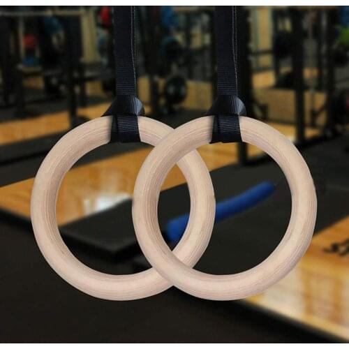 New Wooden Exercise Fitness Gymnastic Rings Gym Exercise Crossfit Pull Ups Muscle Ups