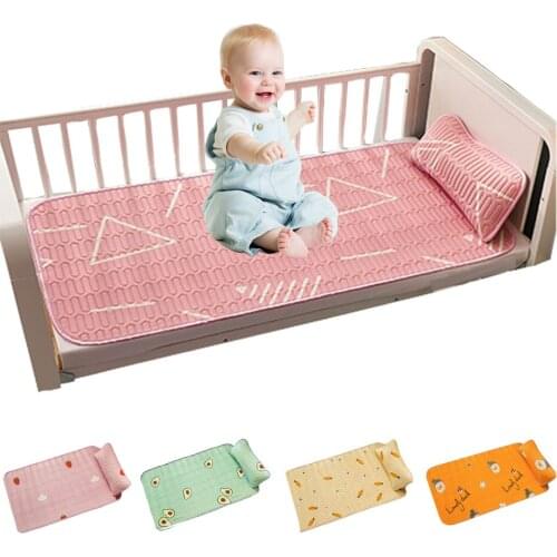 Newborn Crib Mattress Cover Infant Baby Cool Mat Summer Toddler Soft Breathable Crib Fitted Sheet Cartoon Bedding Set 120x60cm