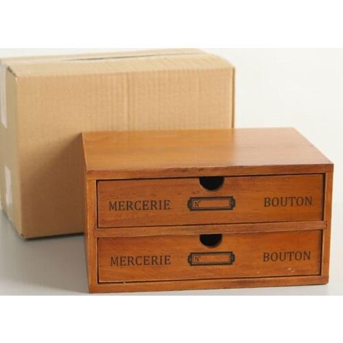 Retro Double Layers Box Wooden Storage Drawer Jewelry Cosmetics Organizer Decor Wholesale&Dropship