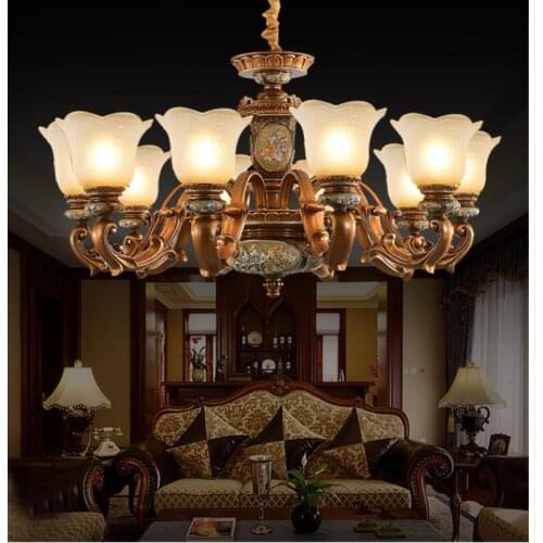 European Resion Deco LED Chandelier Lighting Glass Shade Living Room Pendant Chandelier Lights Dining Room Hanging Lamp Fixtures