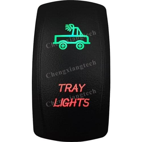 Laser - TRAY LIGHTS -Car Boat Green & Red Led On Off Rocker Switch Waterproof, Overload Protection, SPST, Truck Marine Caravan