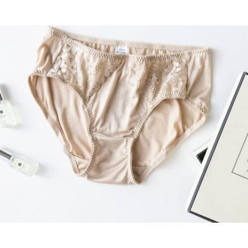 First ADN Last Womens Silk Panties Lace Briefs Mulberry Silk Underwear Sexy Panties Seamless Breathable Comfortable Large Size