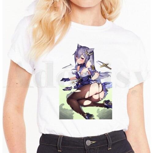 Game Graphic Hip Hop Zhong Li Genshin Impact Short Sleeve Female Tops Tees Harajuku VintageT Shirts Womens T-shirt