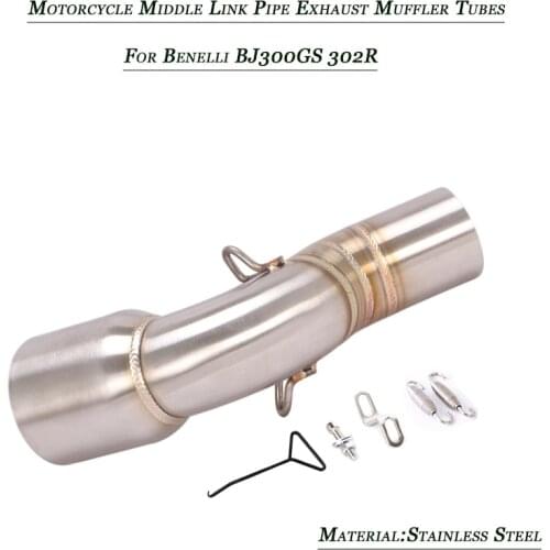 Motorcycle Middle Pipe Lossless Catalyst With 51mm Exhaust Muffler Pipe Silp on for Benelli BJ300GS 302R Refit Silencer System