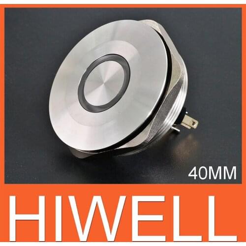 40 mm diameter latching type LED ring illuminated metal push button switch 1NO1NC waterproof