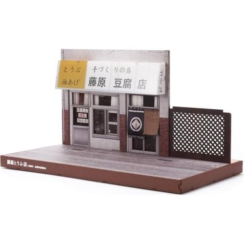 1/32 Mini 4WD Car Simulated Parking Lot Initial D Fujiwara Tofu Shop Car Model Display Scene Decorations With Lights