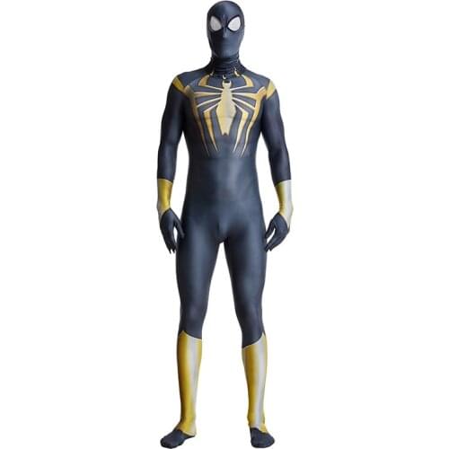 Aaron-Davis gold PS4 Cosplay Costume Zentai Halloween Costume Superhero Bodysuit Jumpsuit Disfraces Para Halloween Fancy