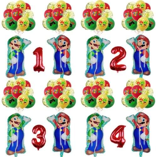 Suit super Mario balloon child boy girl Birthday Party Decorate Cartoon Mario number game theme child Toy Party Supplies