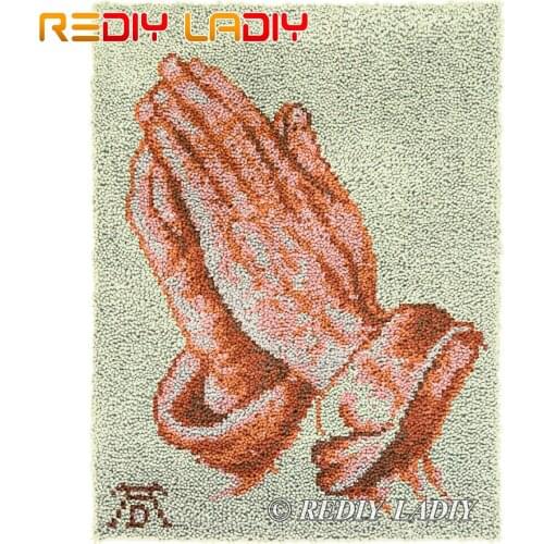 Latch Hook Kits DIY Carpet Rug Pray Bless Plush Wall Tapestry Kits Crochet Floor Mat Chunky Yarn Cushion Hobby & Crafts 61*81cm