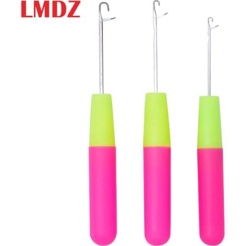 LMDZ 3Pcs Latch Crochet Needle Hooks Fine Hair Extension Needle for Micro Braids Dreads Maintenance, Carpets Making Repair Tool