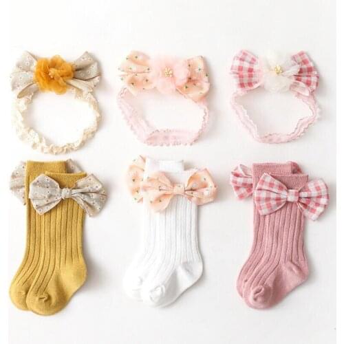Sweet Bowknot Knee High Socks for Girls Clothes Accessories Spring Fall Cotton Ribbed Princess Girls Anti-Slip Long Socks Child