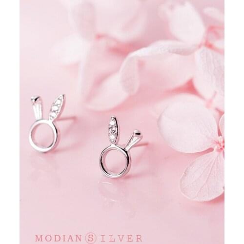 Modian 2020 New Charm Stud Earrings for Women Authentic 925 Sterling Silver Cute Rabbit Ears Pins New Fashion Jewelry Bijoux