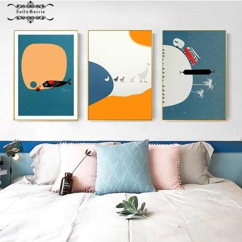 Cartoon Animal Birds Monkeys Duck Wall Art Poster Nordic Minimalist Canvas Painting and Pictures for Living Room Home Decor