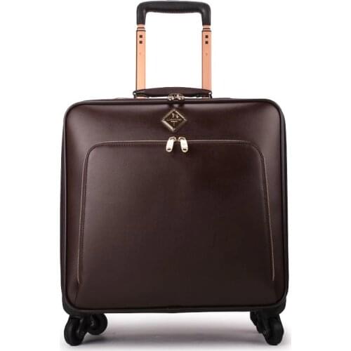 New 16/20/22/24 inch men business brand genuine leather hand luggage bag on wheels cabin travel trolley bags vs rolling suitcase