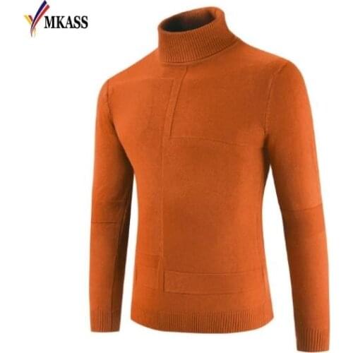 New Brand Winter High Neck Thick Warm Sweater Men Turtleneck Mens Sweaters Slim Fit Pullover Men Knitwear Male Double collar