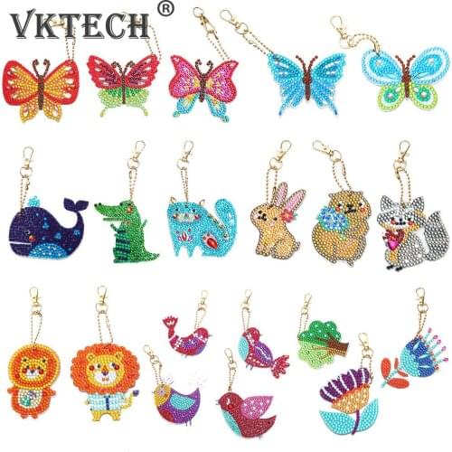 DIY Full Special Shaped Drill Diamond Painting Keychain Mosaic Kit Rhinestone Drawing Picture Set Key Ring Pendant Craft