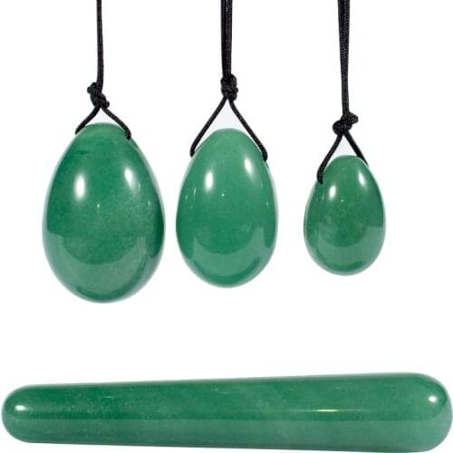 Natural Powder crystal Stone Yoni Jade Egg Lady Kegel Fitness Apparatus Vaginal Muscle Tightening Ball Jade Massager Kegel Egg