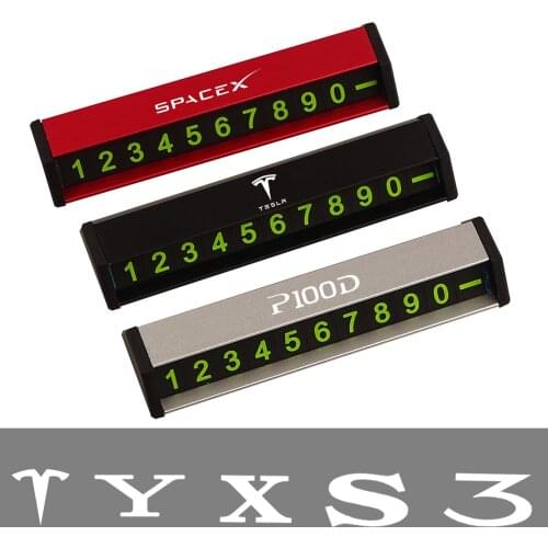 Car temporary Parking Card Rotate phone Number Card Park For Tesla model 3 x model y model s Roadster P100D SPACEX Accessories