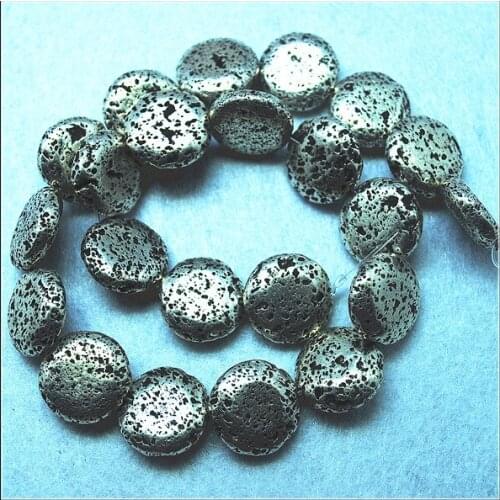 Natural lava stone coin shape loose european beads for charms powder bracelets lava stone strings square oval drum shapes beads