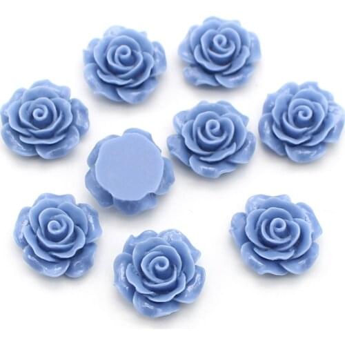 Rose Flower 20MM Flat Base Resin Flower Jewelry Beads DIY Finding Accessory 6pcs F1318