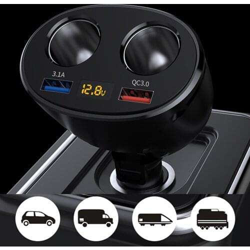 100W 2-Socket Cigarette Lighter Splitter, Car Charger QC 3.0 Dual USB Ports 1 USB C Fast Car Adapter Compatible GPS/iPad
