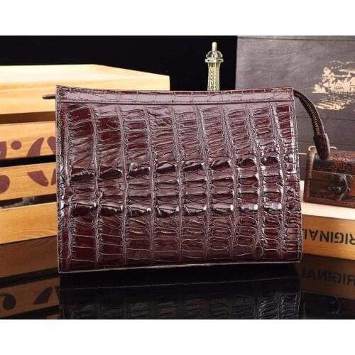 Luxury Genuine Crocodile tail back Skin Leather Men Wallet phone bank card holder businese men clutch wallets big size brown