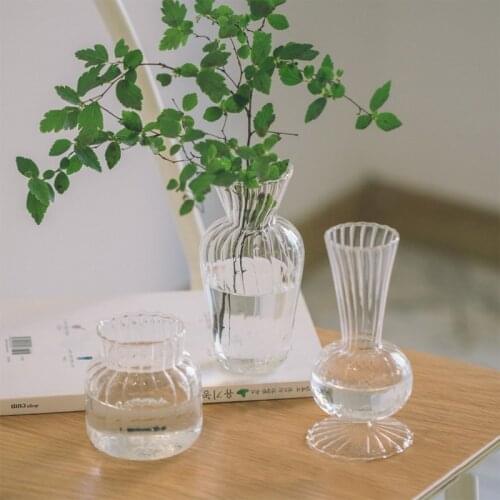 Glass Flower Vase Transparent Hydroponic Vase Tabletop Ornaments Flower Container Plants Holder Living Room Bedroom Decor