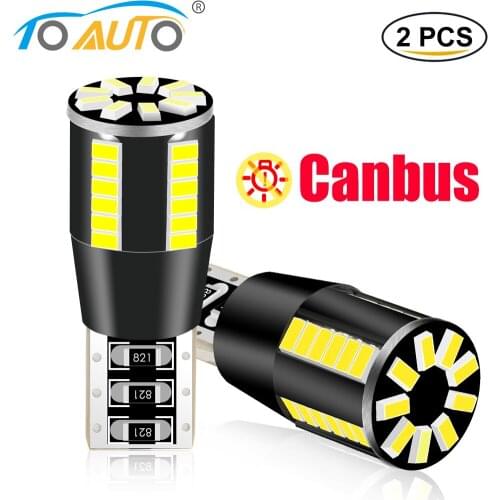 2pcs Canbus T10 W5W Led Bulbs 168 194 Led 39SMD 3014 Chips Car Interior Lights Dome License Plate Clearance Auto Lamp White 12V